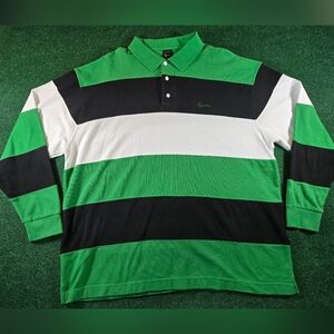 Vintage Karl Kani Gold Long Sleeve rugby Shirt Green, Black & White Y2K Hip-Hop